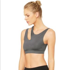 dark grey peak sports bra